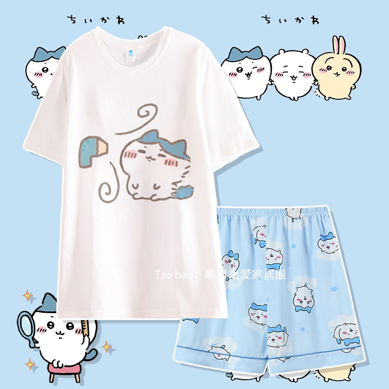 纯棉chiikawa小八睡衣圆领短袖