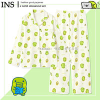 tamagotchi women's spring and Autumn long-sleeved pure cotton cream yellow cute Mamiji home wear thumbnail 2