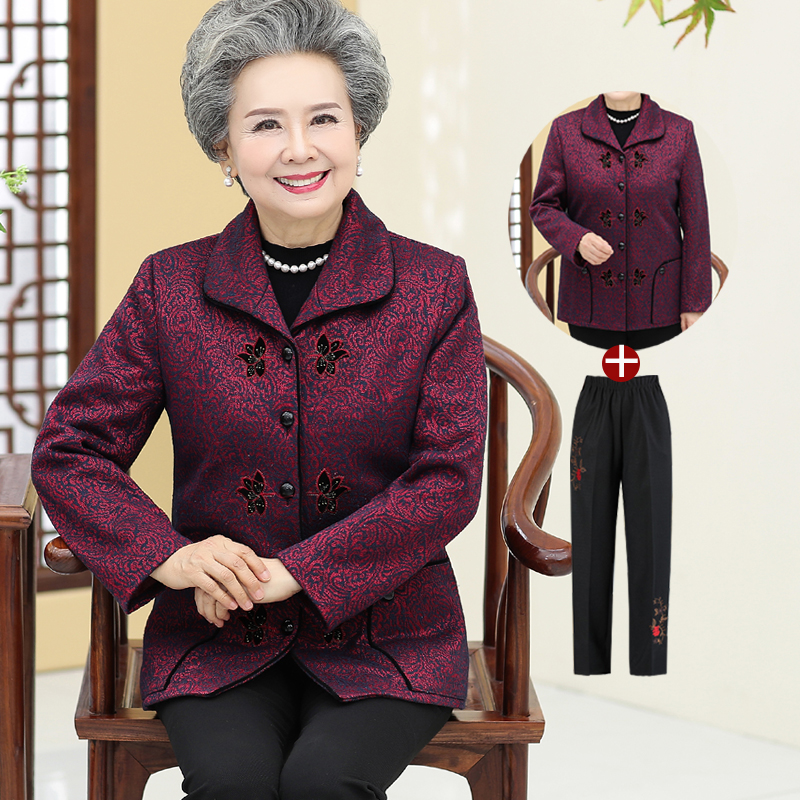中老年人女套装60-70-80岁奶奶装春装外套妈妈装上衣老人春秋衣服