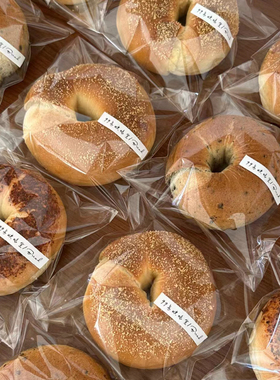 贝果面包包装袋现烤烘焙三明治自粘袋吐司袋贝果纸托防油纸透明袋