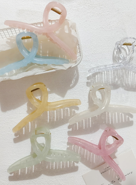果冻色亚克力抓夹女网红气质发夹后脑勺盘发大号鲨鱼夹发卡发饰新