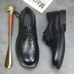 真皮英伦风休闲圆头皮鞋 男秋季 男 男百搭透气皮鞋 头层牛皮休闲皮鞋