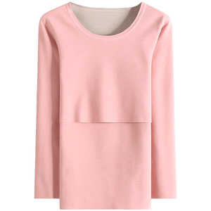 产后哺乳上衣德绒加厚单件秋衣石墨烯自发热喂奶月子服睡衣秋冬季
