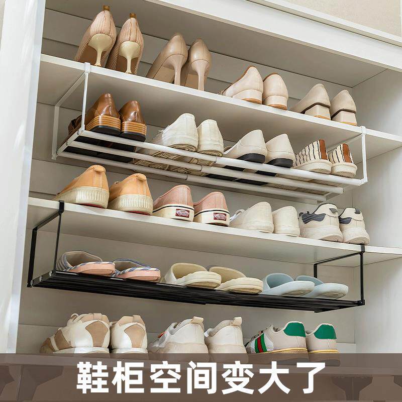 可伸缩鞋柜分层隔板鞋子收纳神器鞋架柜子分隔层置物托层架省空间