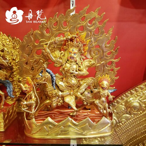 尼泊尔吉祥天母36cm全鎏金护法造像 紫铜丹梵典藏艺术摆件