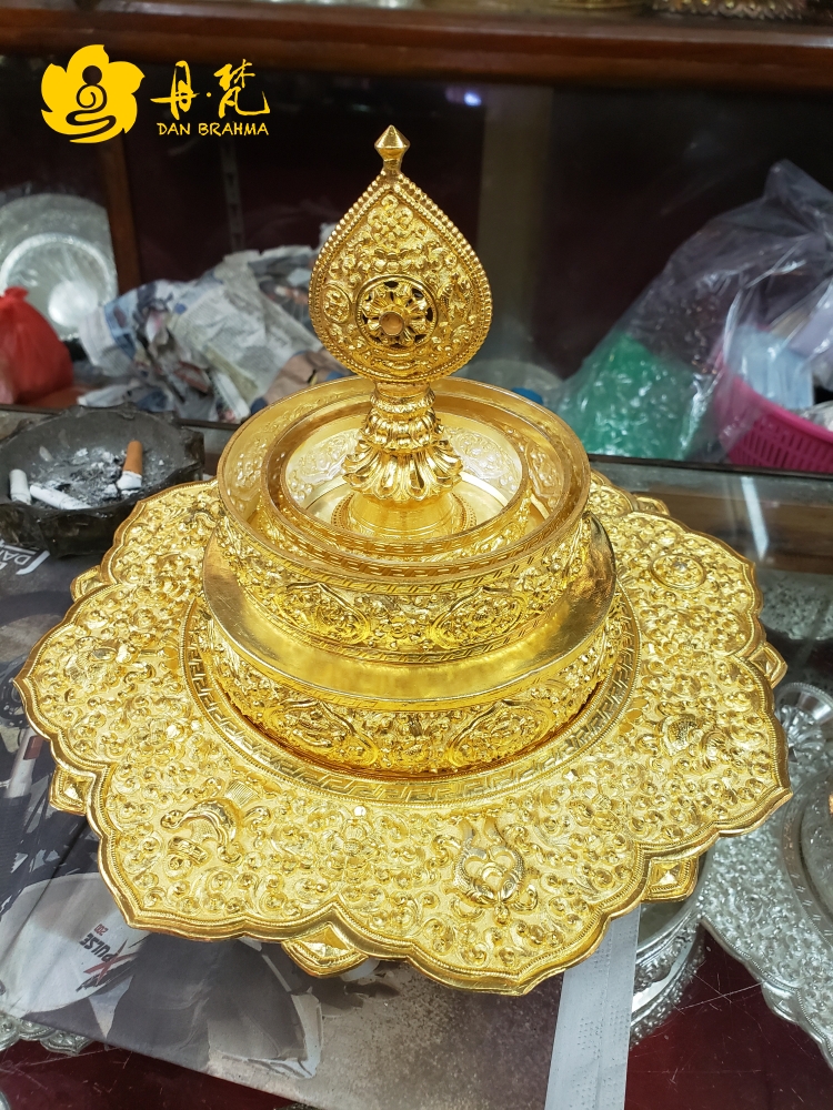 尼泊尔纯银鎏金曼扎盘曼茶罗手修盘接受定制藏密供器茶藏族曼扎盘