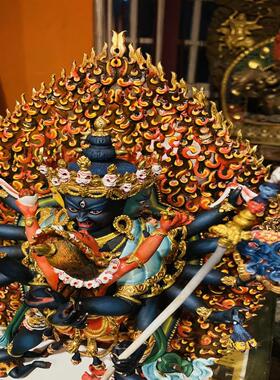 尼泊尔释迦族胜乐金刚大师作品上乐金刚彩绘精品一尺铜雕塑38cm