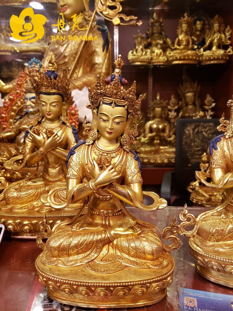 丹梵尼泊尔金刚总持雕像 全鎏金释迦族精品铜雕多杰羌佛一尺30cm