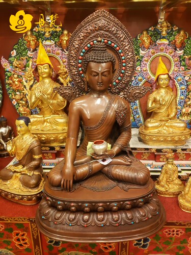 尼泊尔释迦族释迦牟尼雕像纯紫铜精品雕像佛祖高80cm西藏古代铜雕