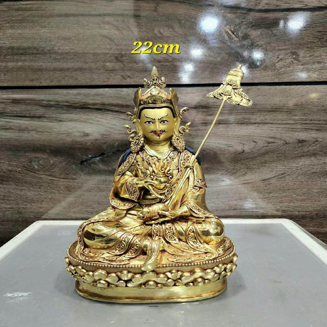 尼泊尔释迦族莲师财神大师精工作品莲师财神铜雕塑7寸手工22cm