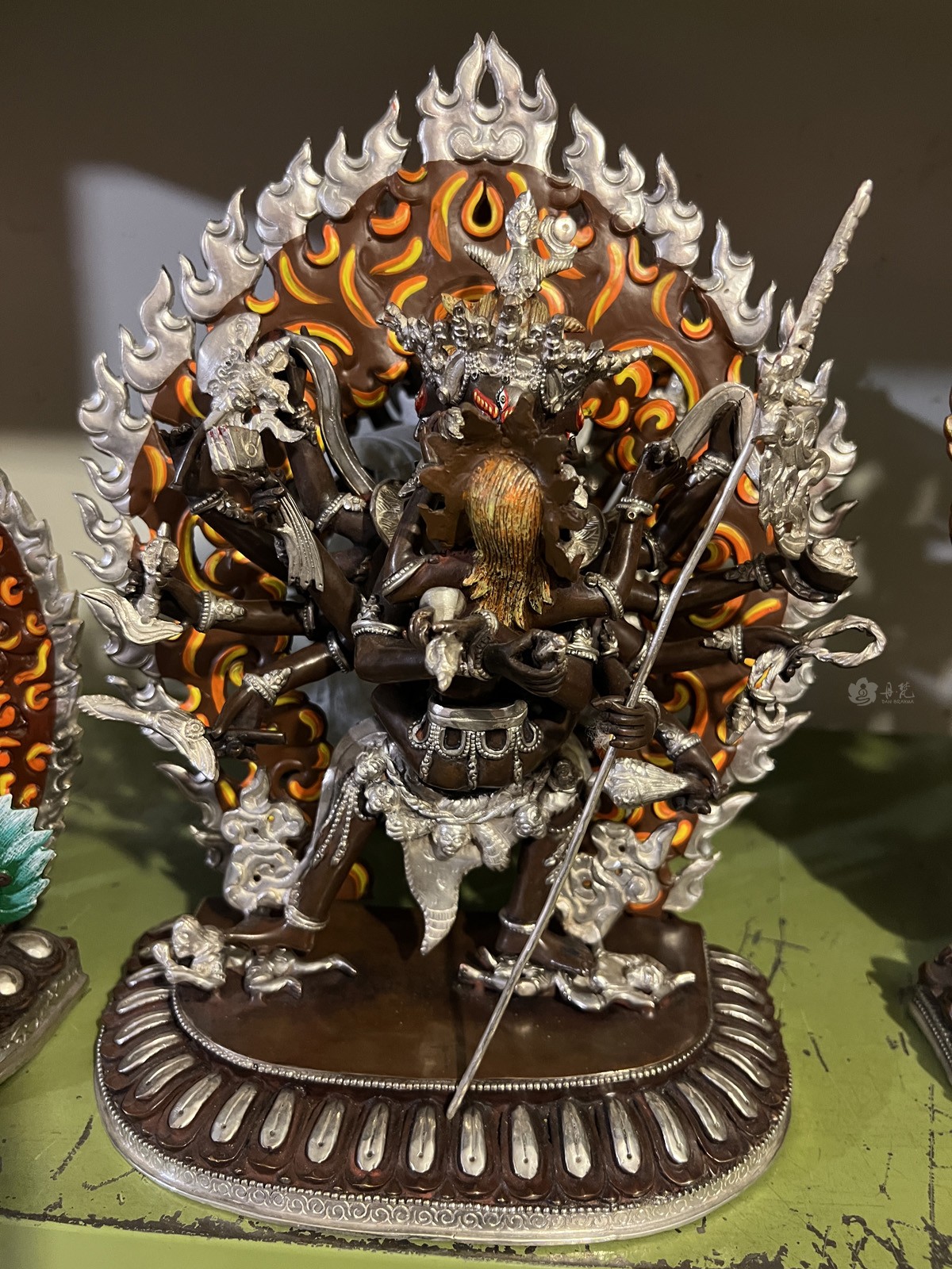 尼泊尔胜乐金刚雕像紫铜鎏银上乐金刚一尺释迦族精品手工制作33cm