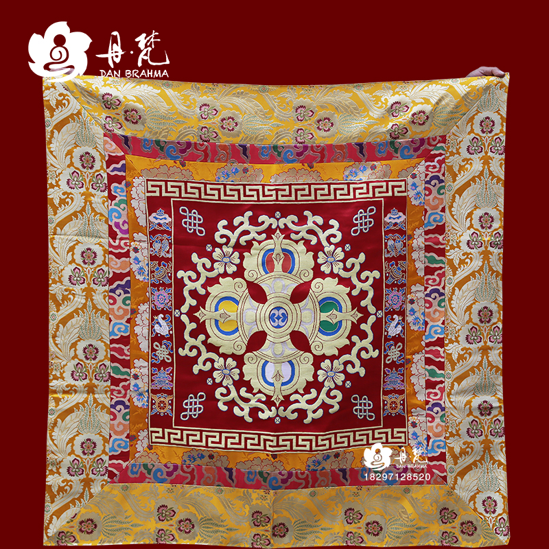 丹梵藏式风格佛堂会馆桌布金刚十字杵其他定制印度布料款