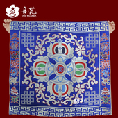 丹梵藏式 7070cm供其他 法桌布双层织锦缎佛桌供桌布蓝色款