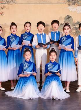 元旦儿童演出服小学生合唱表演服儿童红色爱国童心向党朗诵服装05