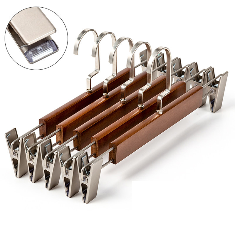 实木裤架裤夹裙子家用衣柜内置无痕强力服装店衣架裤挂木质裤夹子