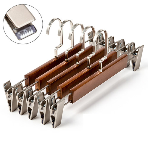 实木裤架裤夹裙子家用衣柜内置无痕强力服装店衣架裤挂木质裤夹子