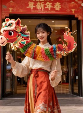 新年装饰品氛围布置2026马年古风灯笼过年拍照道具仪式感蜂窝纸马