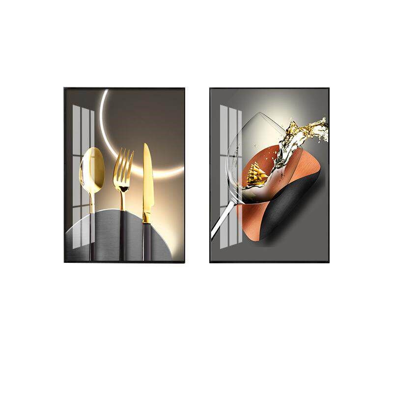 速发2025年新款饭厅装饰画现代简约饭厅餐桌挂画北欧轻奢高档两联
