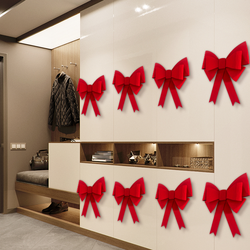 速发红色礼蝶结不织布衣饰墙上装柜客厅结婚用品婚蝴婚房布置