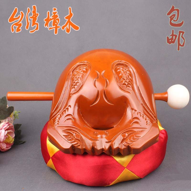 速发5营木鱼一套家用佛寺鱼子.直-24寸香樟老料手工木雕演出