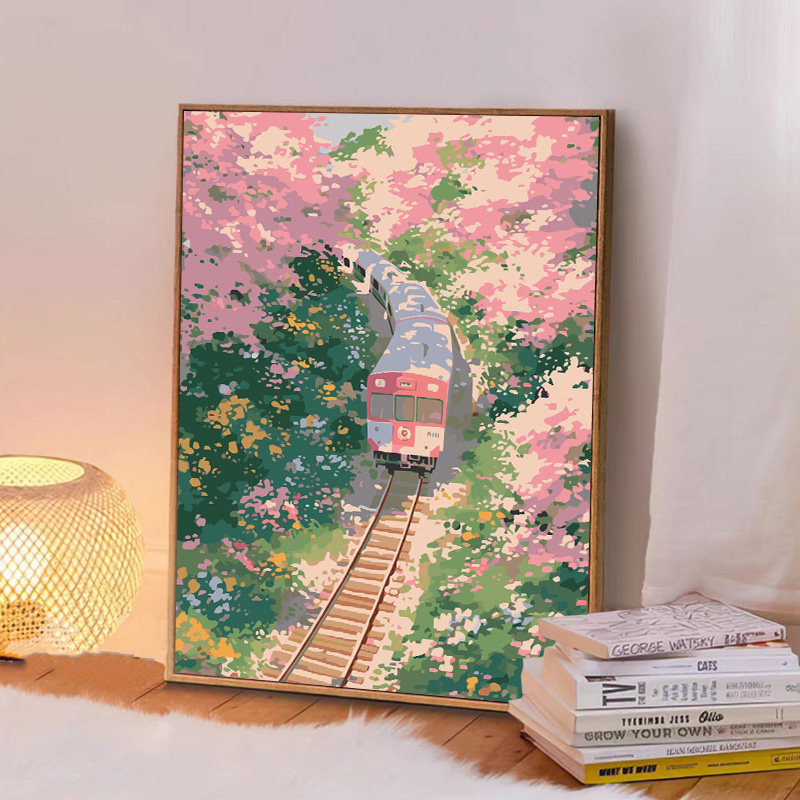 速发莫奈数园装字油画填充填色手工绘花卉风景丙烯油彩画花饰挂画