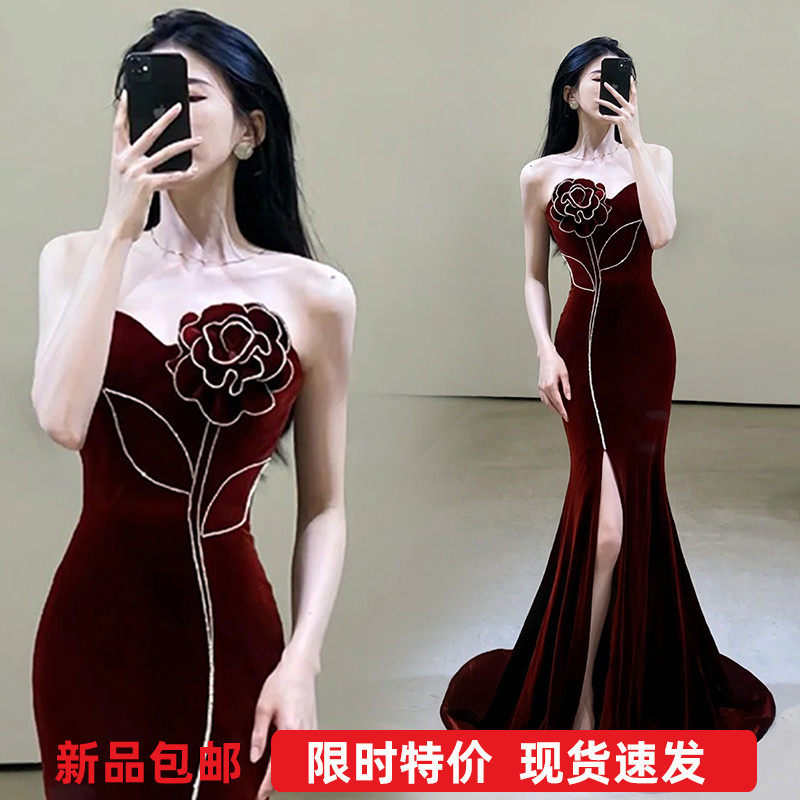 速发优雅风情立体玫瑰抹0鱼尾新娘结婚服酒服宴会演出婚纱礼敬17