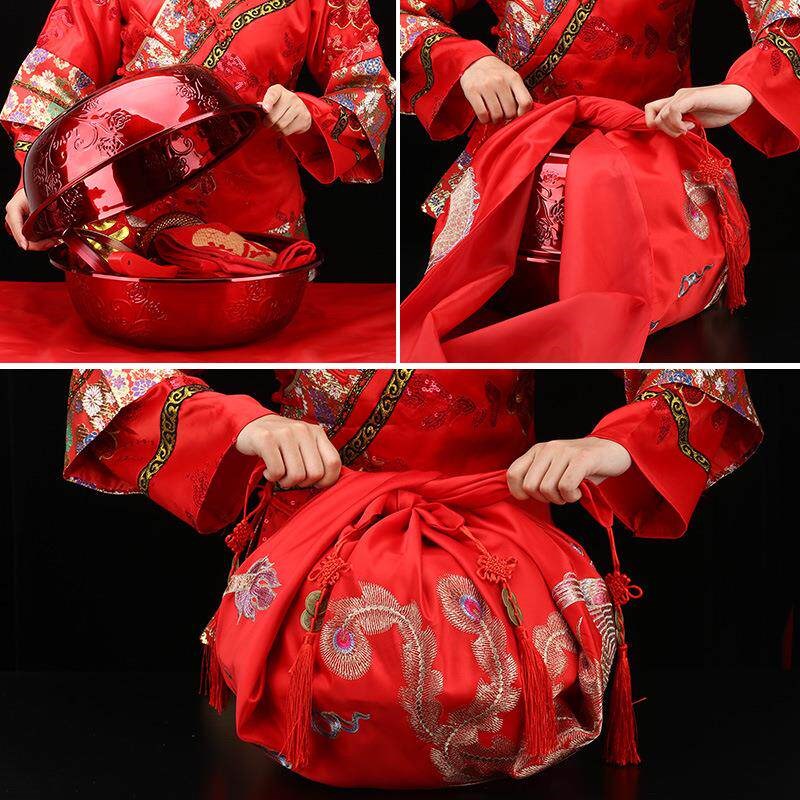 速发结婚包袱皮刺绣大号红包袱新娘陪嫁喜盆包裹布包袱布婚庆用品