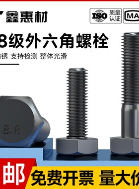 速发8.M级外六角M丝高强度螺栓黑色六角头螺钉M6M8M10M12螺16818M