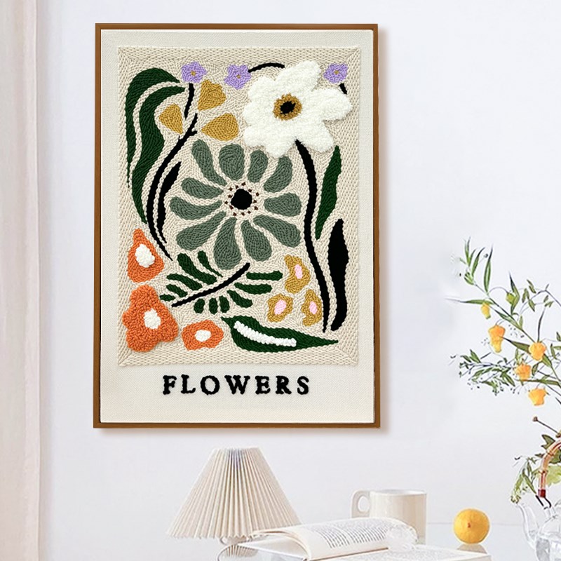 速发戳戳绣手工材料包大幅客厅装饰画立体刺绣花卉毛线画解压戳戳图片