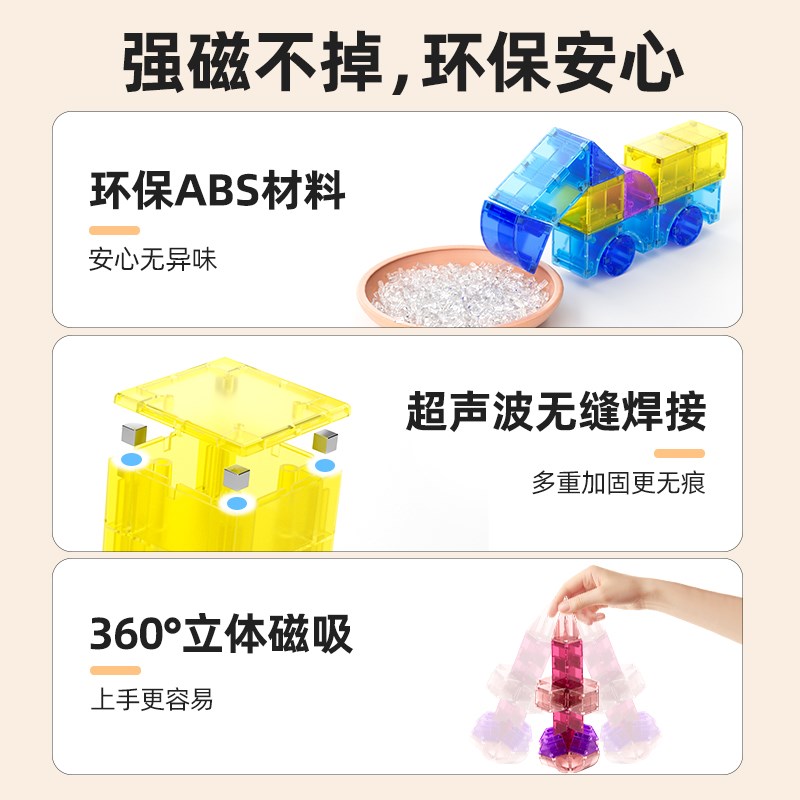 速发儿童磁力积木块立体磁吸方块几何磁铁拼装益智玩具生日礼