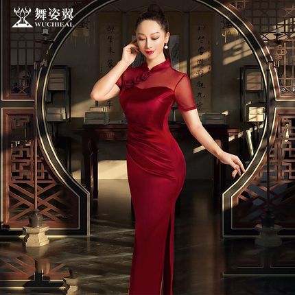 速发2古2服新款形体40典训练服走秀舞台练功服旗袍XT1208