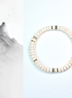 天然猛犸象牙药片直切归圆手串