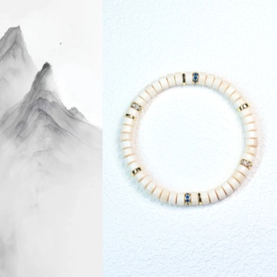 天然猛犸牙直切药片归圆手串凝脂白手链男女款原创设计高级感