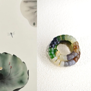 「越安山坊」原创设计和田玉白玉碧玉烟青糖料黑青多宝大肠手串女