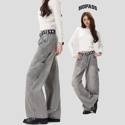 NOPASS刮烂伐木牛仔裤