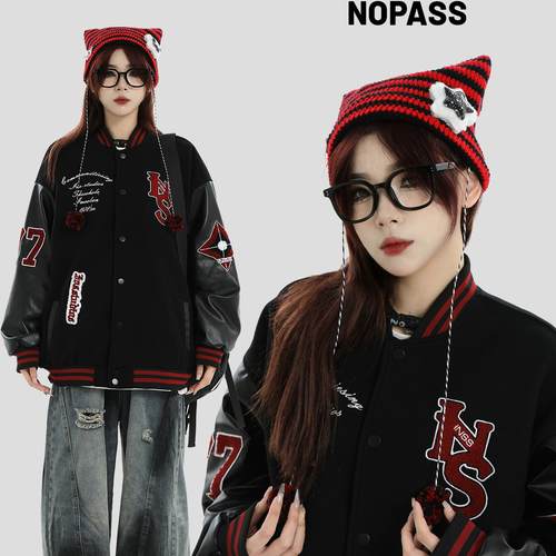 NOPASS复古撞色棒球服夹克