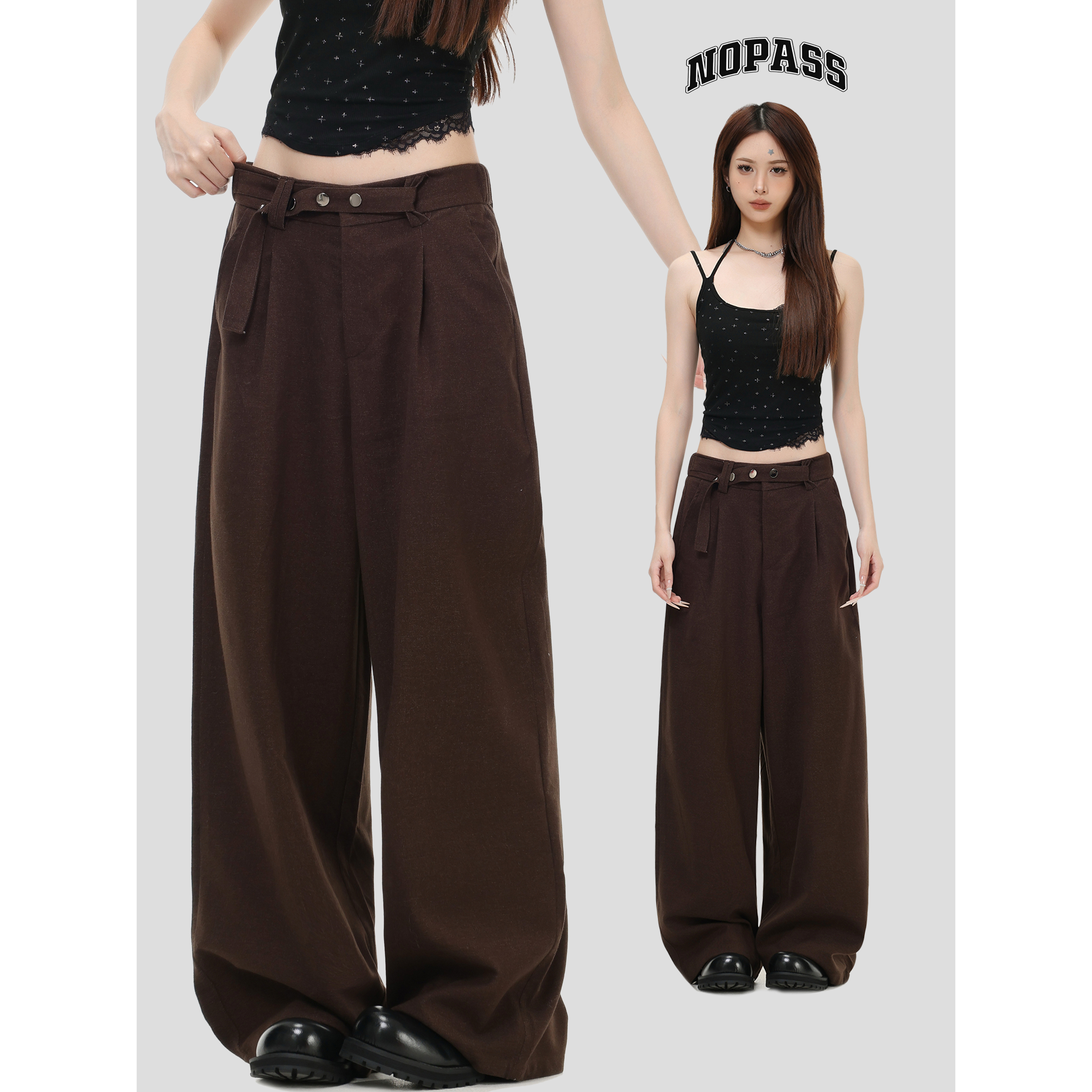 NOPASS复古美拉德垂感休闲裤