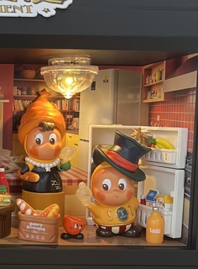 PPMT星星人新款美味时刻盲盒造景收纳迷你冰箱展示架防尘保护盒柜