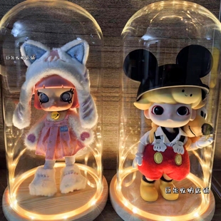 泡泡玛特dimoo米奇唐老鸭茉莉躲猫猫1/8可动人偶展示收纳玻璃罩盒