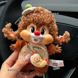 迪士尼奇奇蒂蒂毛绒搪胶卷发公仔diy爆炸头labubu扭扭棒假发材料