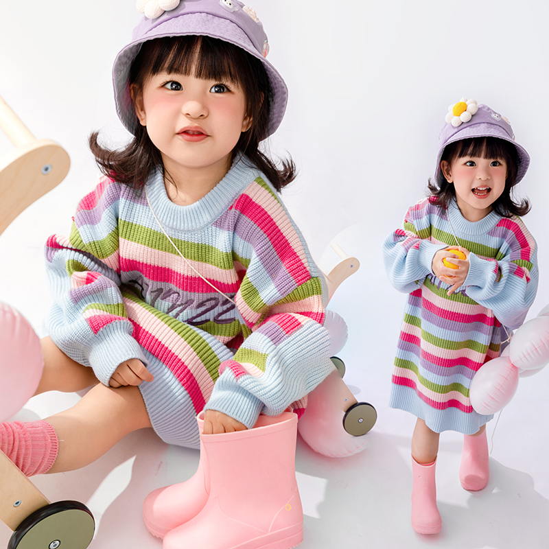 儿童摄影服装紫色春日主题