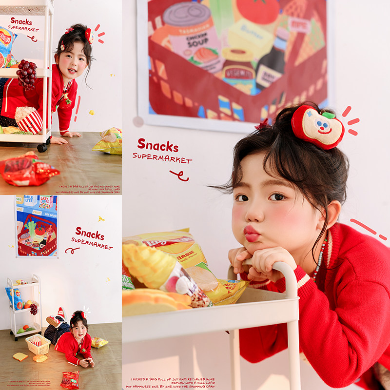 儿童摄影服装新年圣诞节周岁宝宝拍照主题服装道具百日艺术照写真