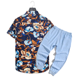 1508-CS10+K522-P45外贸欧美跨境现货短袖衬衫套装夏威夷沙滩衬衣，男装T恤，星座1508-1