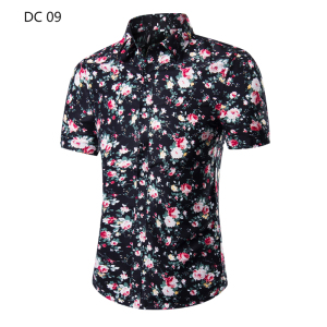 1508-DC09-P20新款大码短袖衬衫印花短袖男夏季新款休闲衬衣潮流图片