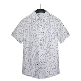 1508-TZ16-P40夏季短袖衬衣休闲薄款印花衬衫两件套修身短袖套装，男装T恤，星座1508-1