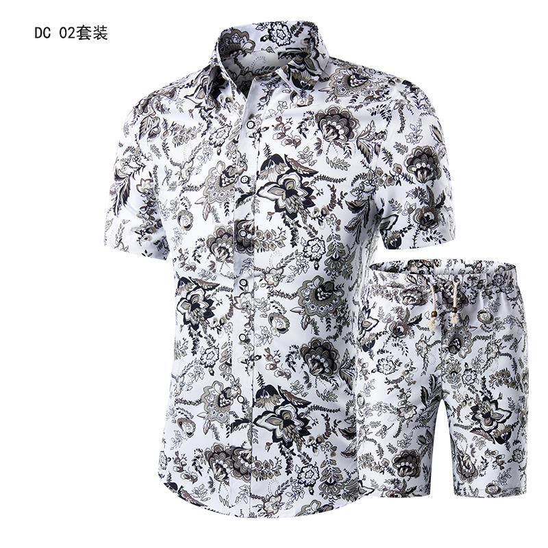 1611B-DC10套装-P40户外衬衣树叶印花泰衬衫配短裤男两件套装,男装衬衫,星座1508-1