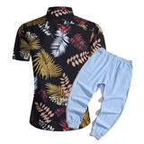 1508-CS14+K522-P45外贸欧美跨境现货短袖衬衫套装夏威夷沙滩衬衣，男装T恤，星座1508-1