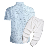 1508-CS15+K522-P45外贸欧美跨境现货短袖衬衫套装夏威夷沙滩衬衣，男装T恤，星座1508-1