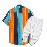 1508-CS19+K522-P45外贸欧美跨境现货短袖衬衫套装夏威夷沙滩衬衣，男装T恤，星座1508-1