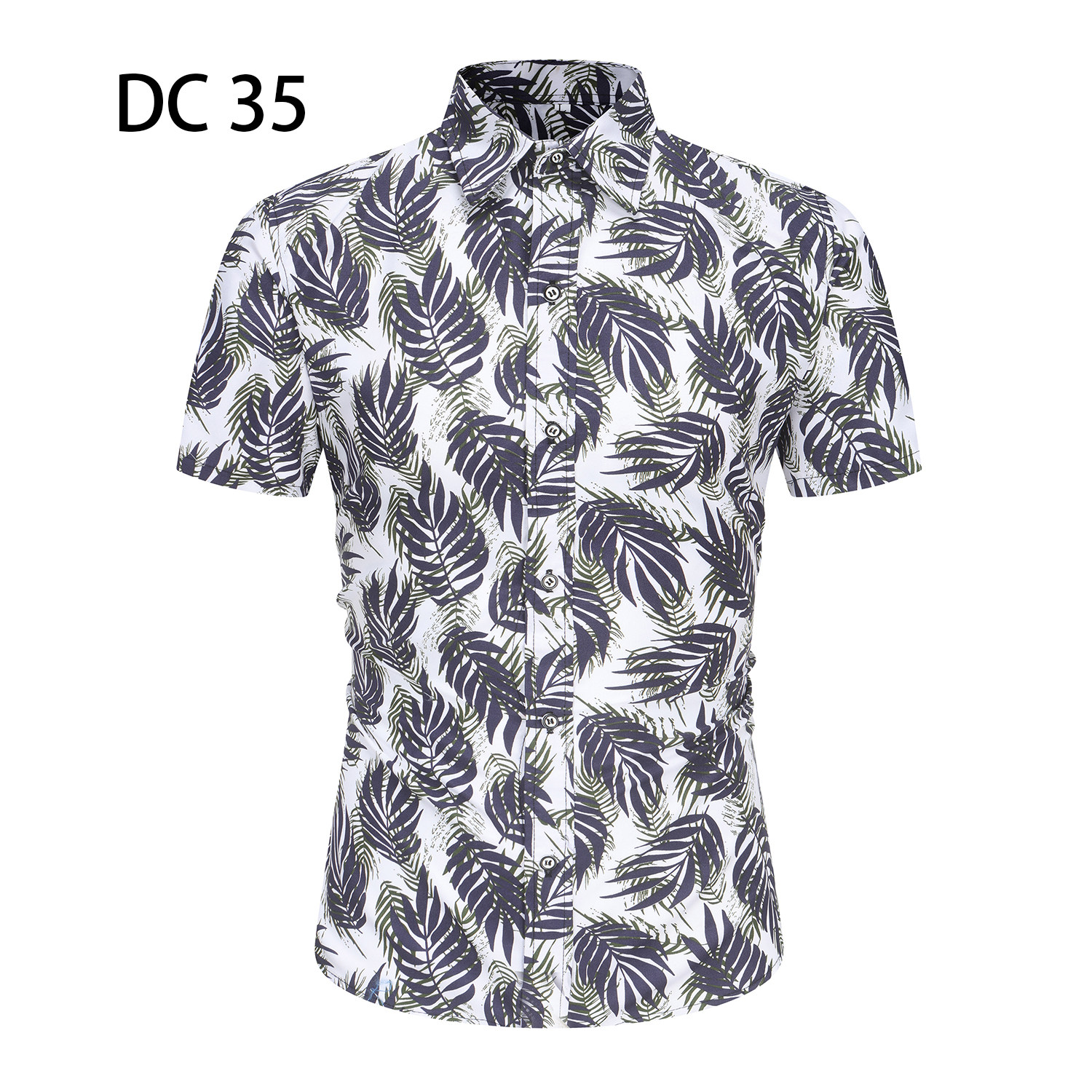 1508-DC35-P20夏装新款港风印花短袖衬衫免烫沙滩衬衣潮修身上衣图片